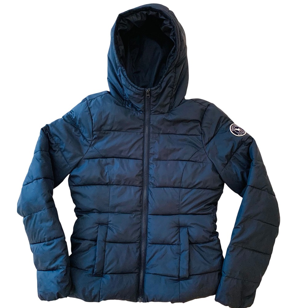 Abercrombie & Fitch Navy Blue Hooded Puffer Lined Girls' XL / Fits Women's Small